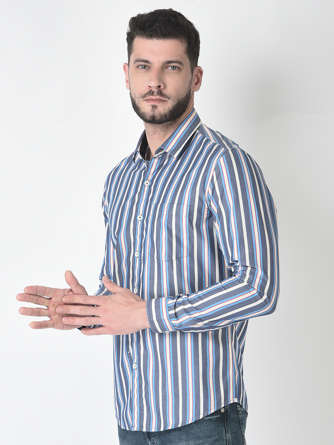 Numero Uno Men Striped Blue Shirt